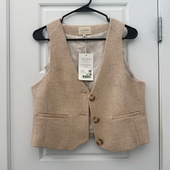 NWT Sezane - Elroy vest, in mottled ecru, size 40 (US8) - Picture 4 of 7